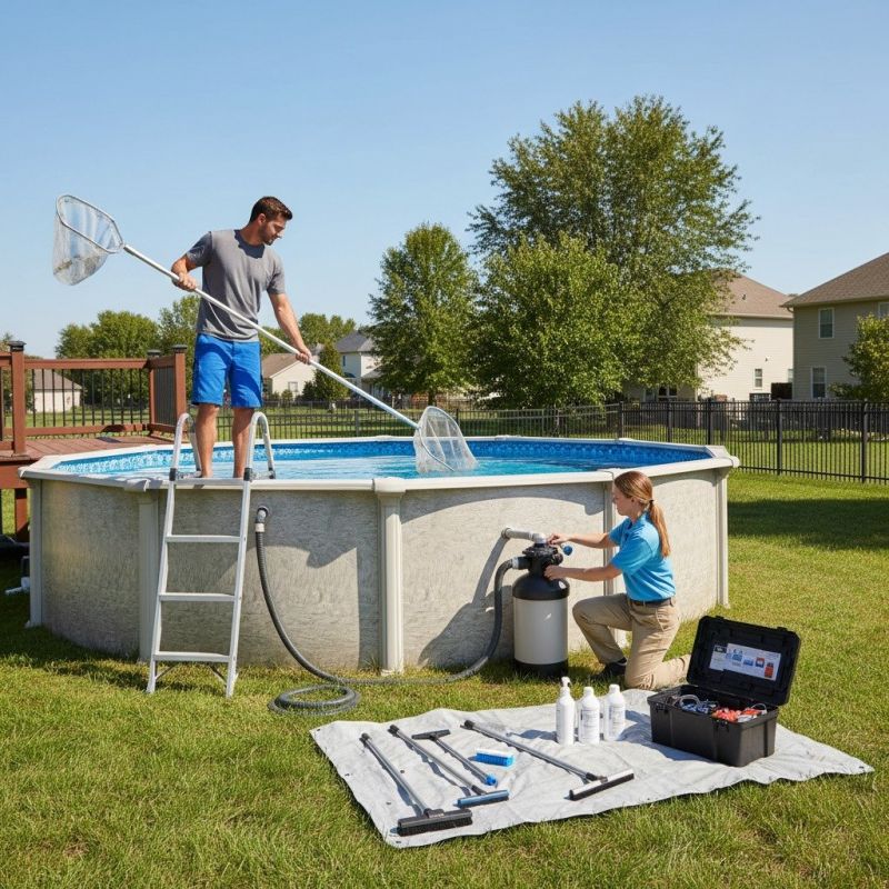 Local Above Ground Pool Maintenance pros at work